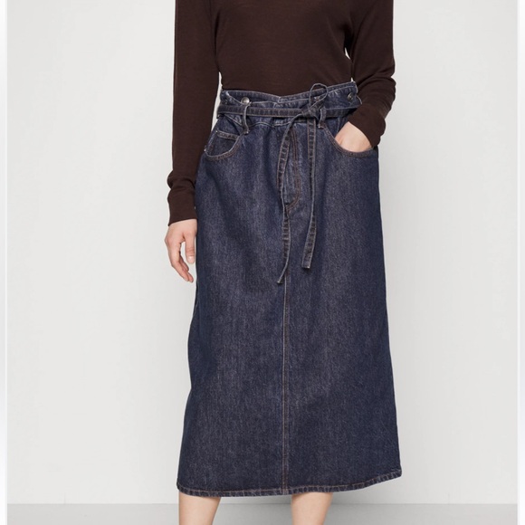 NWT Sportmax Label-cut Denim Maxi Skirt Size: Small US4 Fall/Winter/Spring - Picture 5 of 14